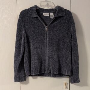 croft & barrow Gray Zip-Front Chenille Cardigan